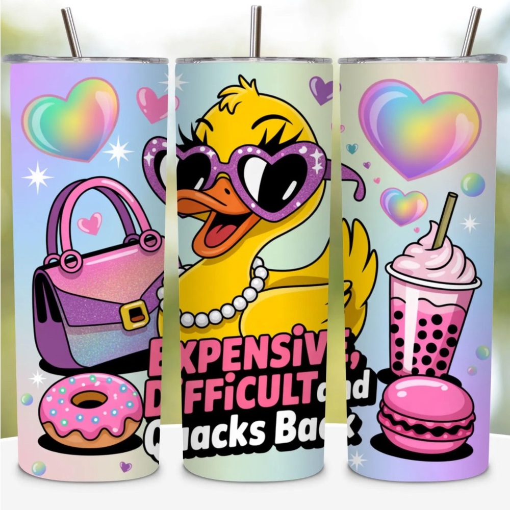 Expensive,Difficult & Quacks Back fun 20 oz stainless steel tumbler NWT